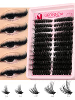 GROINNEYA Lashes Clusters Cat Eyelashes Wispy Individual Lashes Extensions Volume Fluffy Clusters Lashes DIY Eyelashes Makeup