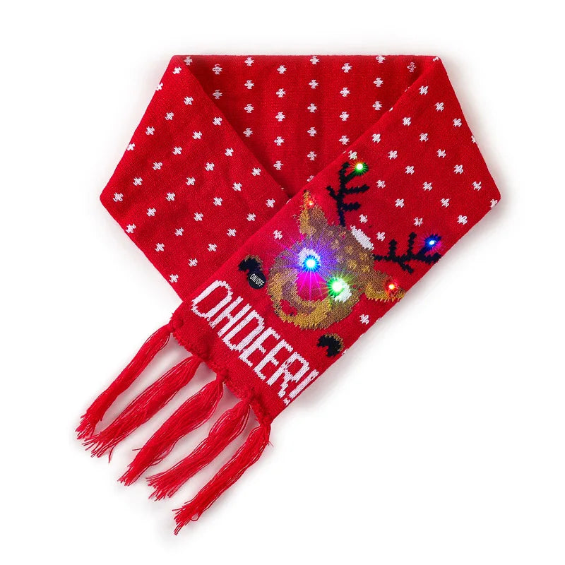 Christmas LED Scarf - Knitted Multicolor Light-Up Scarf for Kids and Adults