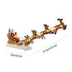Christmas Santa Claus Sleigh and Reindeer Figurine with LED Lights Holiday Ornament Xmas Home Tabletop Decoration Gift