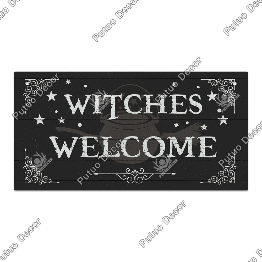 Putuo Decor Halloween Wooden Hanging Pendant Door Sign Pumpkin Ghost Bat Swith Greeting Doorplate Wood Crafts Happy Halloween Da