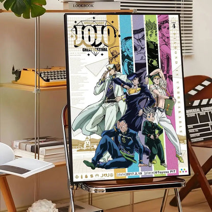 Anime J-JoJo Bizarre Adventure Poster Sticky Wall Art Printing Waterproof Home Living Bed Room Bar Aesthetic Decor