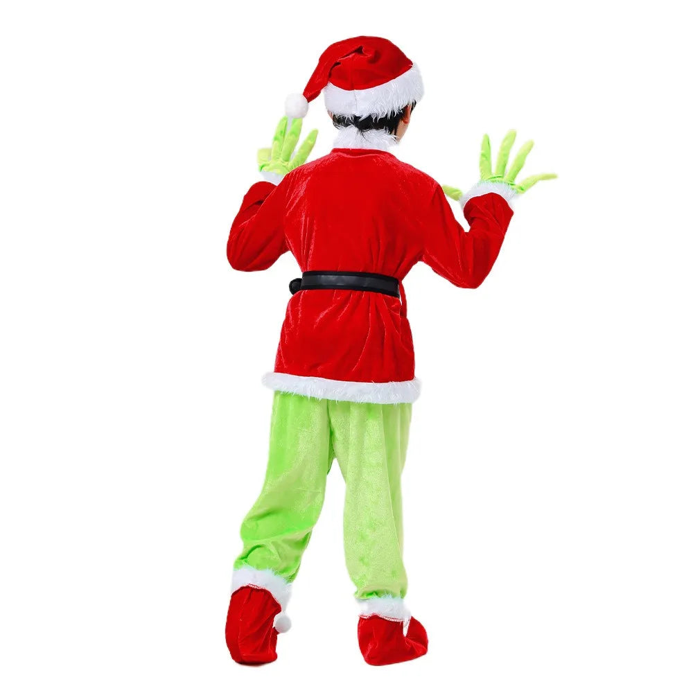 Christmas Party Role Costume Red and Green Holiday Dress Up Outfit
