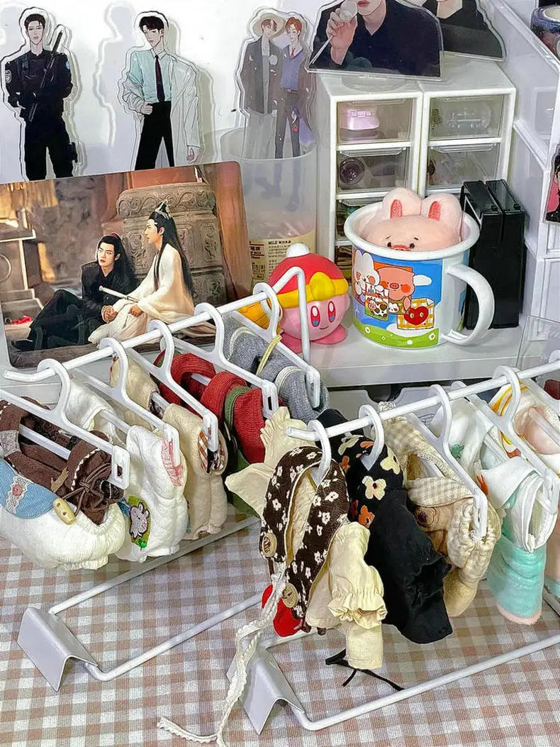 20cm Bjd Doll Clothes Storage Rack Shoe Display Rack Doll Mini Labubu Clothes Hanger Storage Box Clothes Support Rack Kids Gift