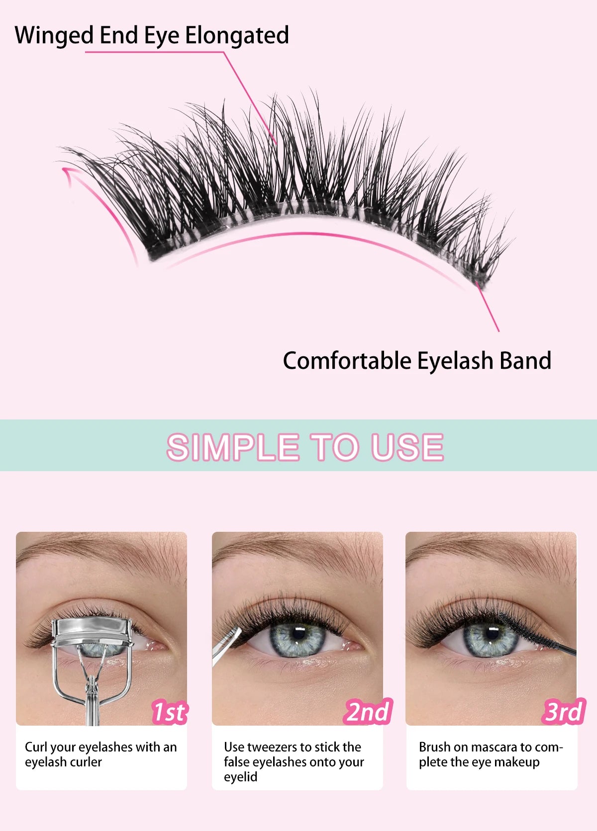 GROINNEYA Cat Eye Lashes Create Natural Look Half Eye Lashes With Winged Ends For Extended Eyelash For Daily Use