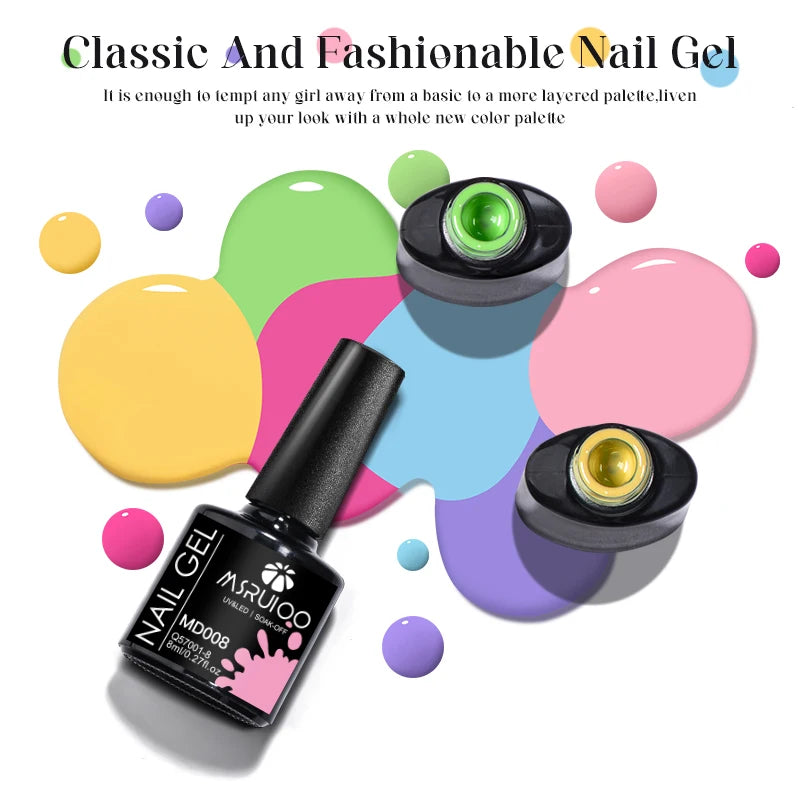 MSRUIOO 6pcs Nude Pink Gel Nail Polish Set Glitter Colorful Semi Permanent UV Gel Kits DIY Nail Art Painting Varnish Manicure