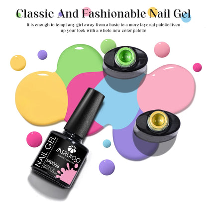 6pc All-season Gel Nail Polish Set Nude Pink Red Glitter Semi Permanent UV Gel Polish Kits All For Manicure Soak Off Vernis