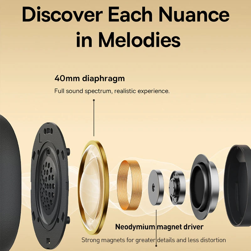 Baseus Bowie D05 Draadloze Hoofdtelefoon Bluetooth 5.3 met 3D Ruimtelijk Geluid