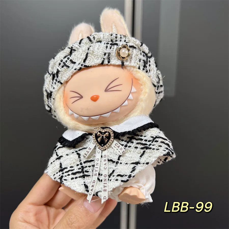 Cute Mini Plush Doll Clothes for 17cm Labubu Many Kinds of Overalls Clothes Accessories