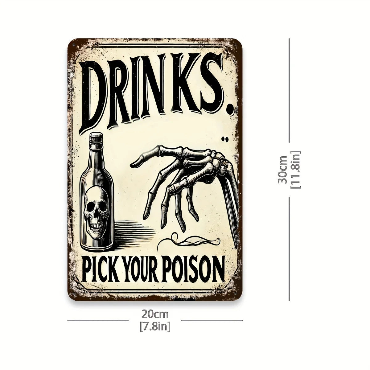 Halloween Aluminum Sign 1 Vintage "Drink, Pick Your Poison" Potion Bar Sign, Halloween Decoration Vintage Home Cafe Wall Decor