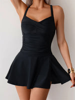 Solid Two Pieces Swimsuit 2025 Women Ruched Tankini