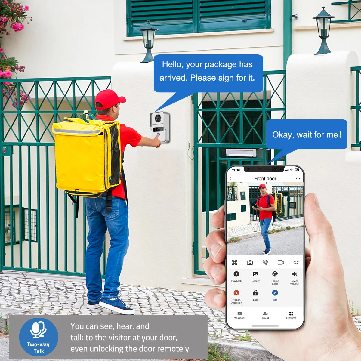 Wireless Wifi Video Doorbell System, 1080P Doorphone Door Camera, 7 Inch Touch Screen, Video Intercom 32GB card for Home 4 Wire