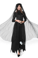 Frightening Vampire Black Bridal Gown Cosplay Costume Unique Special Purpose Clothing From China Mainland For Halloween Party