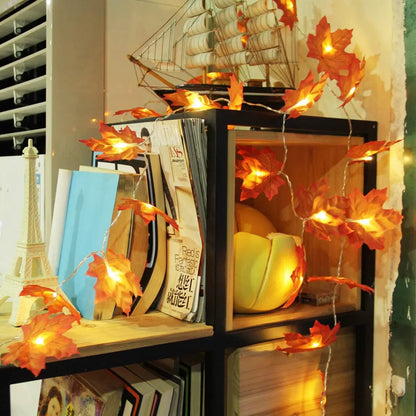 1PC USB/Battery Case Maple Leaf String Lights 10/20/40 LED Lights Waterproof For Halloween Outdoor Autumn Thanksgiving Decor