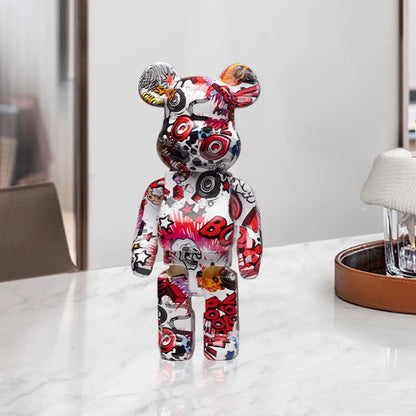 Figurine Ours Graffiti 27 cm – Décoration d'intérieur abstraite et tirelire
