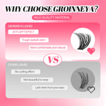 GROINNEYA DIY Lash Clusters Set Mixed Tray Lashes Kit Fluffy Individual Lashes Extension with Lash Bond and Seal At Home Makeup