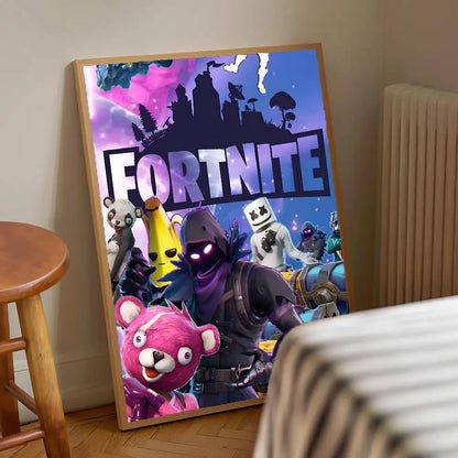 1pc F-Fortnites Game Poster Stickers Print Wall Art Canvas Painting Waterproof For Living Room Bedroom Home Decor