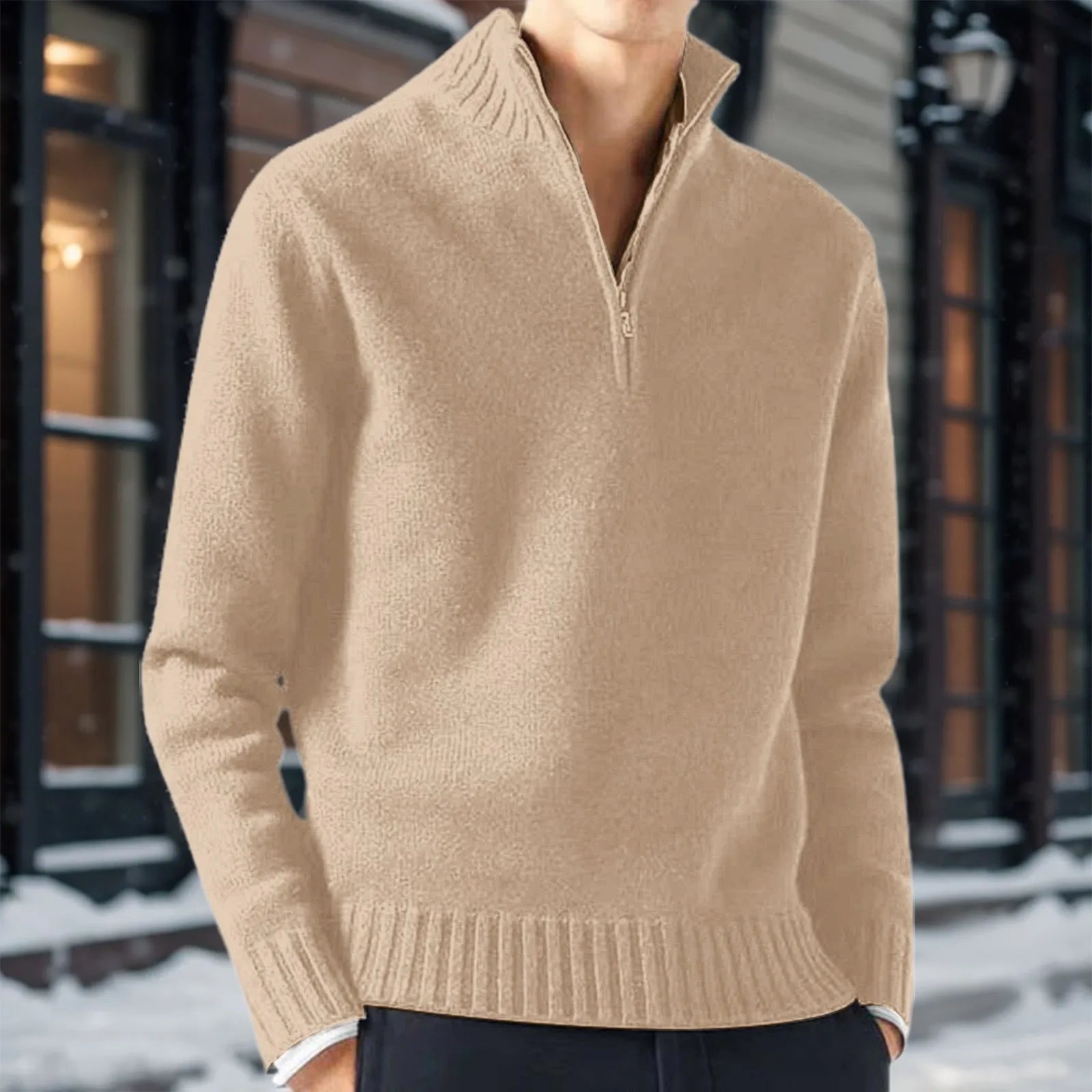 Sweaters For Men Clearance Casual Simple Bottom Sweater Solid Color Warm Knit Half Zip Long Sleeve Sweater Nuevo En SuéTeres