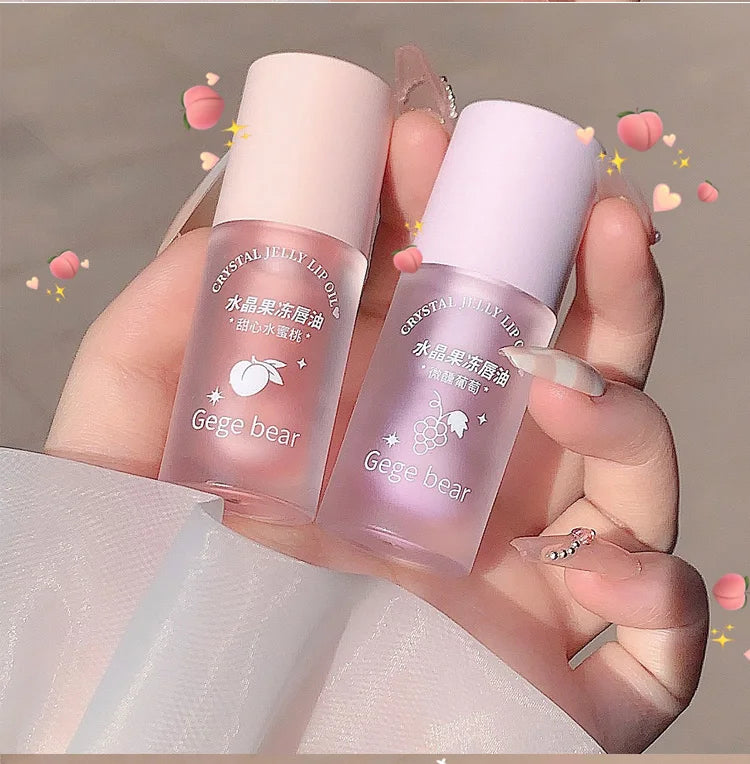 Gege Bear Crystal Jelly Fruit Lip Oil Peach Grape Avacado Hydrating Moisturizing Nourishing And Lightening Lips Line