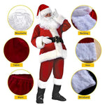 Santa Claus Costume Christmas Complete Dress-Up Outfit For Adult Santa Suit With Hat Men Cosplay Costumes 7PCS