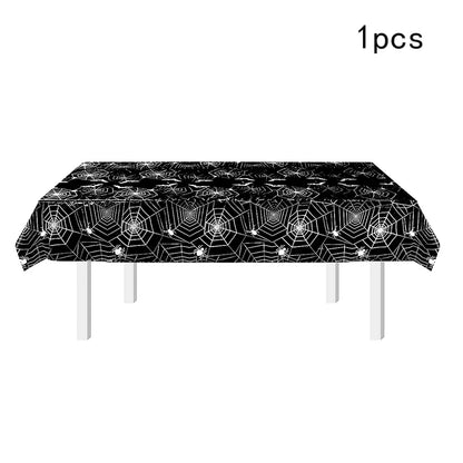 Halloween Party Spider Web Disposable Tableware Set Black Paper Plates Cups Napkin Halloween Birthday Party Decoration Supplies