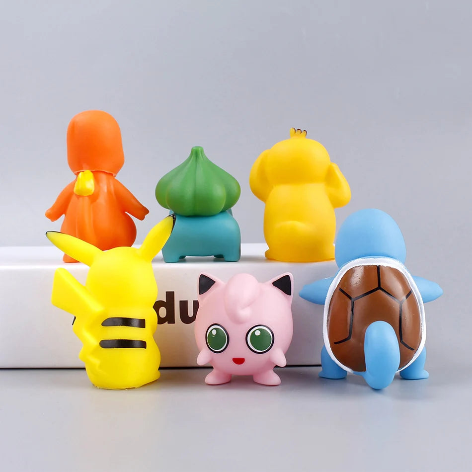 6pcs/set Pokemon Anime Action Figures Pikachu Toys Model Charmander Psyduck Squirtle Jigglypuff Bulbasaur Kawaii Dolls Kids Gift