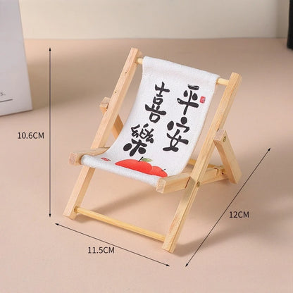 Doll'S Chair Outfit Accessories For Ropa Labubu 10cm cotton doll Summer vacation Wooden beach reclining camping chair ornament