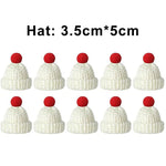 Mini Santa Knitted Hat & Scarf Small Christmas Costume for Cat Rabbit Doll Lollipop Bottle Cap DIY Xmas Party Dinner Decoration