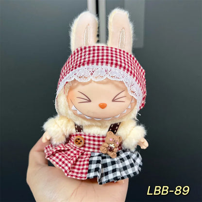 Cute Mini Plush Doll Clothes for 17cm Labubu Many Kinds of Overalls Clothes Accessories