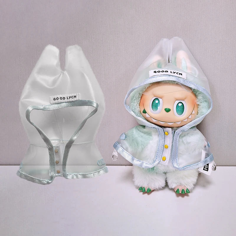 15-17cm Labubu Doll Clothes Dolls Raincoats Waterproof Rain Boots Shoes Set Clothing for Labubu Outfit Match Accessories Toys