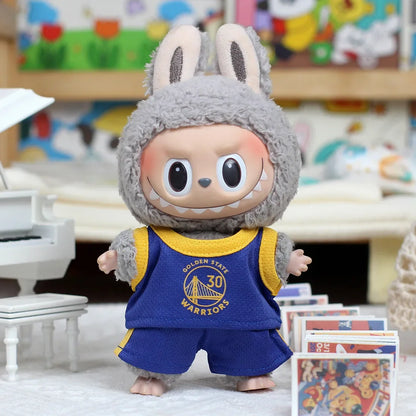 For 17cm Labubu Football Basketball Size 10 Clothing V1V2 Labubu Doll Size 7 Vinyl Pendant Doll Clothing DIY Sportswear Boy Toy
