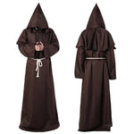 Adult Medieval Wizard Robe with Hood Halloween Priest Costume Gothic Cloak for Cosplay Performance Includes Belt and Cross