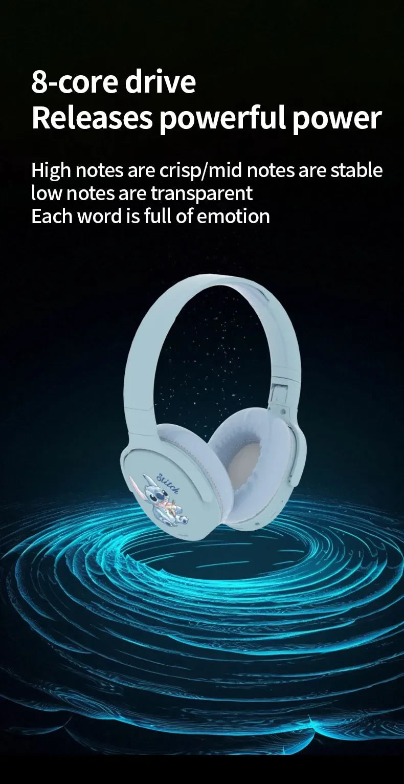 Disney Stitch P2961 Headphones Bluetooth Gaming Sport Over Ear Headset Noise Reduction Surround Sound Wireless Child Earphones