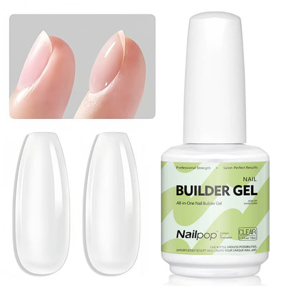 Nailpop 15ml Builder Gel Nail Polish for Nail Apex & Extension Strengthener Upgraded Soak Off UV Gel Rhinestone Glue 4 Colors