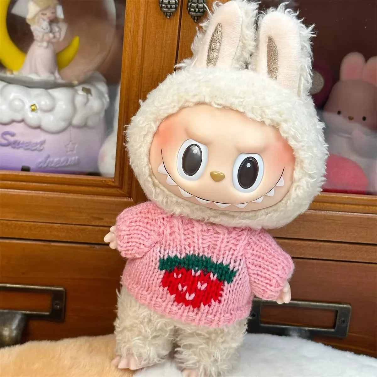Ropa Labubu Doll Clothes Outfit Accessories For 15/17cm Labubu V2 V1 Plush Doll's Clothing Colorful Sweater Kid Toy Girl Gift