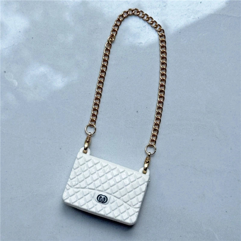 17cm For Labubu Doll Clothing Skirt Bowhair Accessory Set Retro Bib Pants Clothes Luxury Messenger Bag Shoes Set Sitting Party