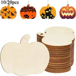 10/20pcs Wooden Pumpkin Cutouts Halloween Pumpkin Wood Ornaments with Rope Pumpkin Wooden Decorative for DIY Wood Chips