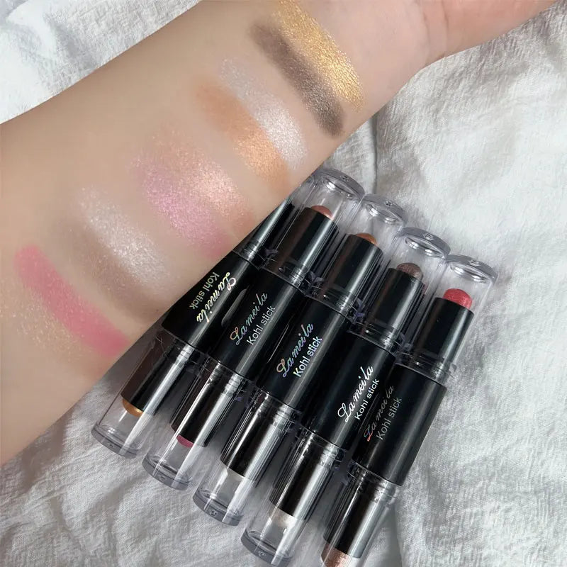 Double Head Eyeshadow Stick Colorful Shimmer Brown High Waterproof Cream Eyes Shadow Pencil Long Lasting Makeup Cosmetic