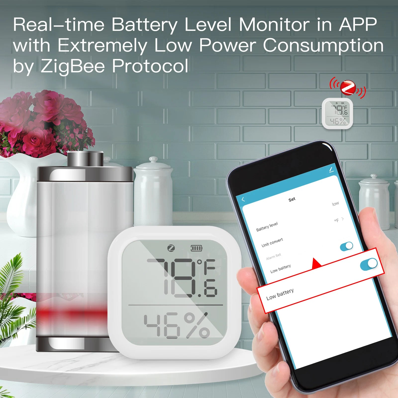 MOES Tuya ZigBee Smart Home Temperature And Humidity Sensor With LED Screen Works With Google Assistant and Tuya Zigbee Hub