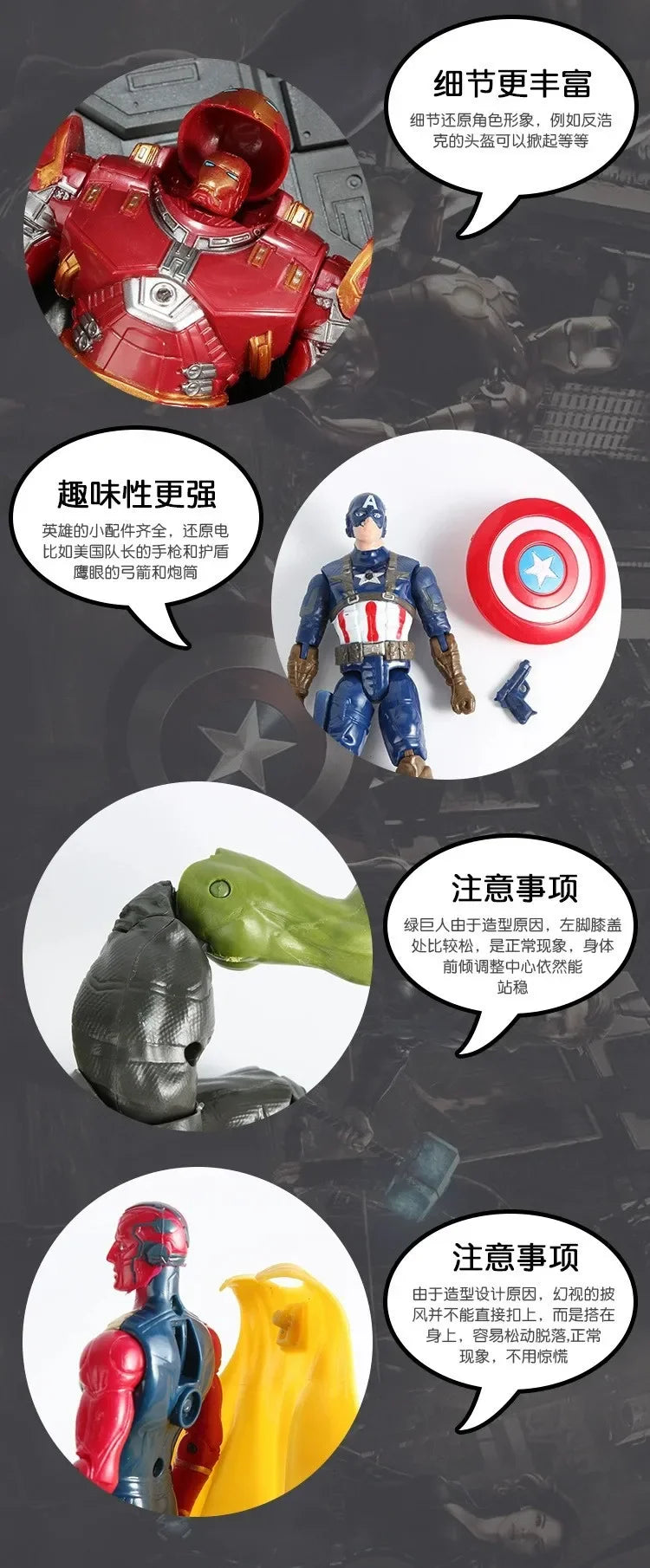Marvel Comics Avengers Heroes Merchandise, Iron Man, Spider Man, Hulk, Desktop Decoration Model, Children's Toy, Birthday Gift