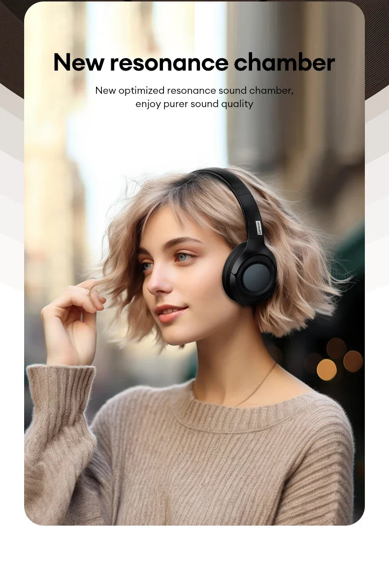 Original Lenovo TH54 Head Mounted Wireless Bluetooth 5.4 Earphones Over-Ear HIFI Stereo Music Game Noise Canceling Sport Earbuds