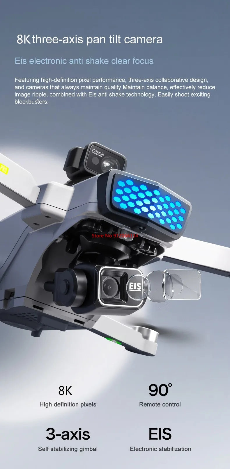 8K ESC 3 Axis Gimbal 360° Obstacle Avoidance WIFI FPV RC Drone 5G Brushless Electric GPS Follow Me Remote Control Quadcopter Toy