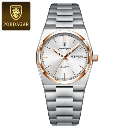 POEDAGAR Luxury Woman Watch Waterproof Luminous Fashion Quartz Ladies Wristwatch Date Week Stainless Steel Women's Watches Reloj