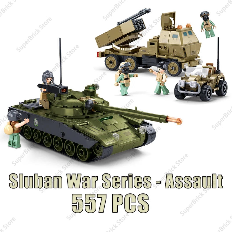 SLUBAN Military Antiaircraft Missile Vehicle Pantsir S1S Anti-aircraft Car Model Building Blocks Sets Soldier Bricks Kids Toys