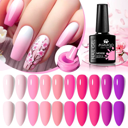 MSRUIOO 6pcs Nude Pink Gel Nail Polish Set Glitter Colorful Semi Permanent UV Gel Kits DIY Nail Art Painting Varnish Manicure