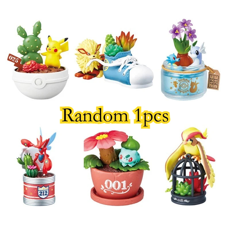 Pokemon Blind Box Toys Miniature Bonsai Scene Pidgeot Dragonair Bulbasaur Growlithe Scizor Doll Toys Collect Ornaments
