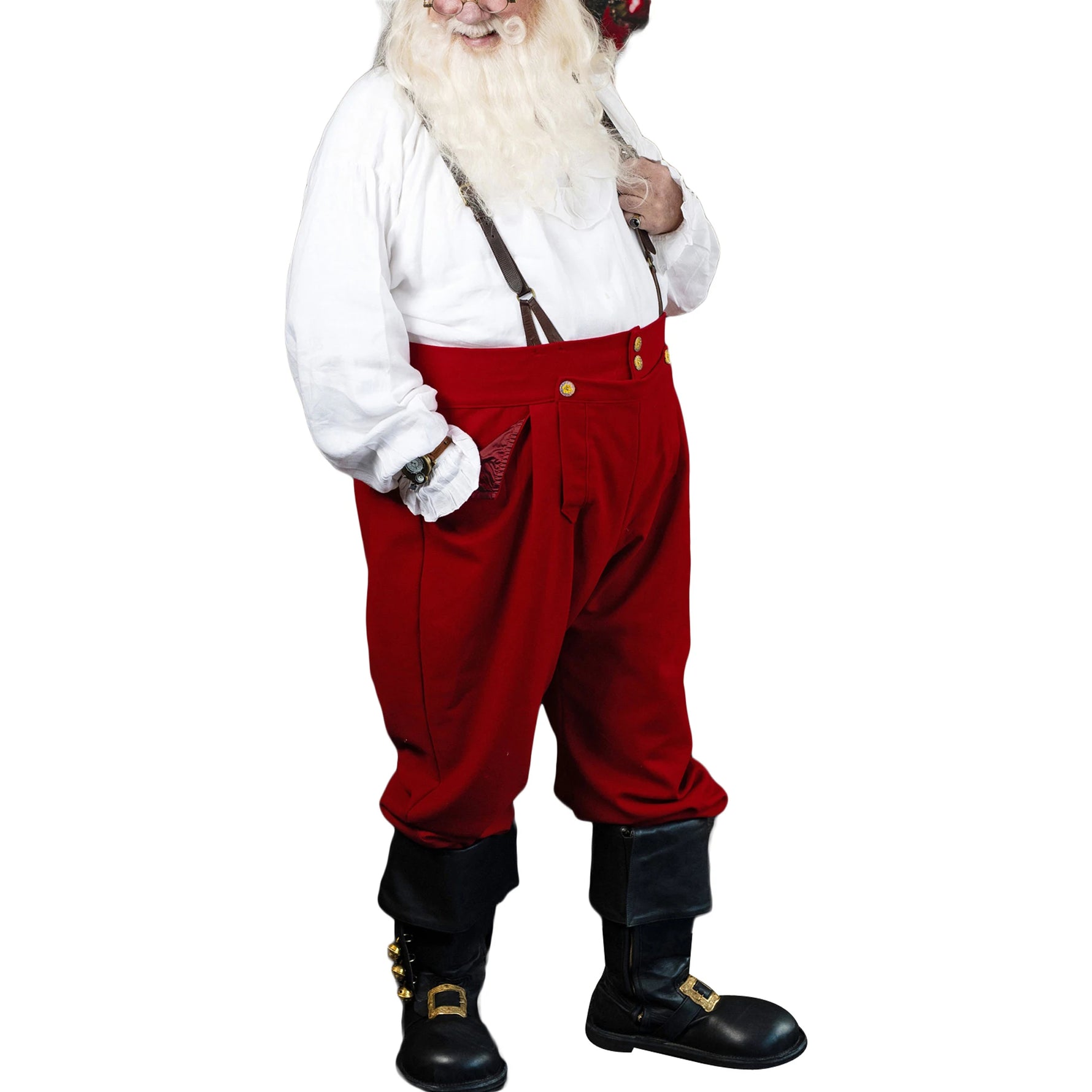 Adult Santa Claus Costume Suspender Jumpsuit Festival Fancy Dress Cosplay Clothing