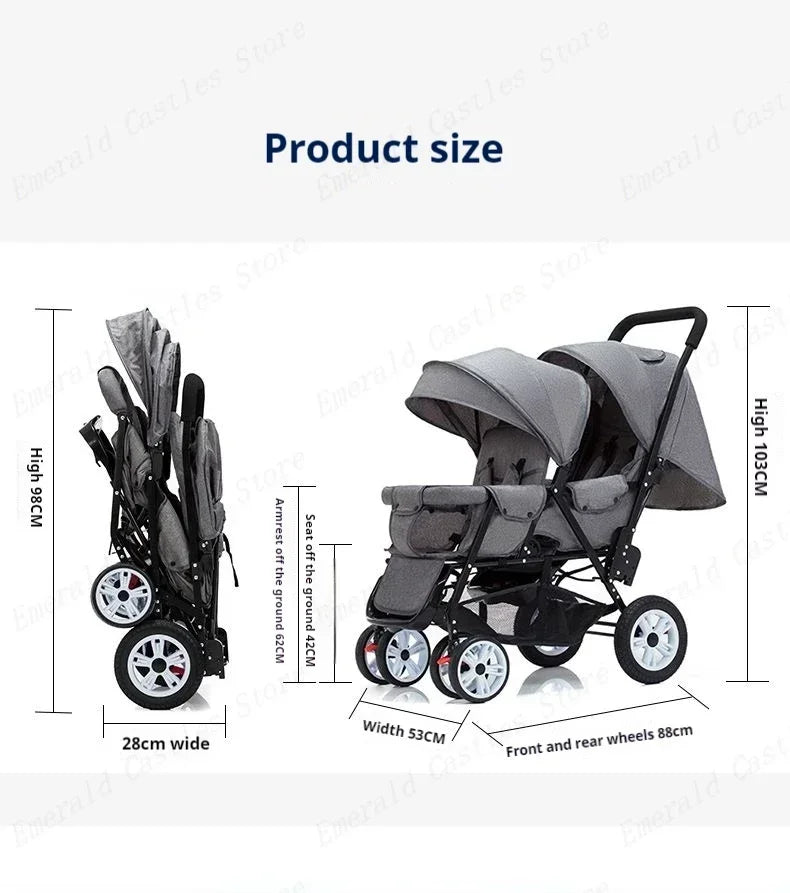 EU STOCK Twin strollers Double kids two seats strollers foldable carriage wholesale baby stroller Front and rear seats