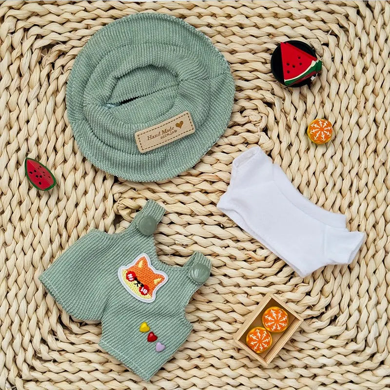 Labubu Doll Fashion Set Cute White Shirt Hat Animal Overalls Doll Clothes Accessory Gift for 17cm Doll