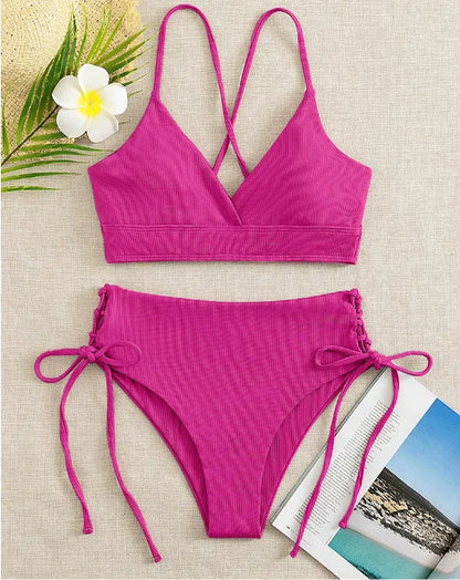 Cikini V-hals split bikiniset voor dames