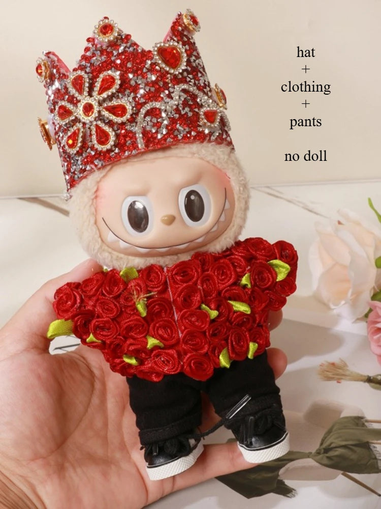 Gd With G-Dragon Labubu Baby Clothes 17cm Suit Pendant Plush Doll Clothes Cute Doll Clothes Vinyl Keychains Clothes